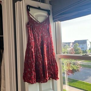 American Eagle Red Dress with Floral Design